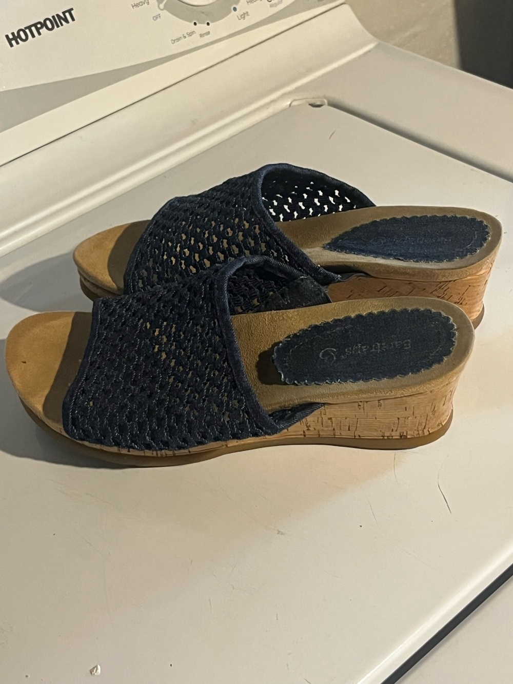 BareTraps Navy Woven Cork Wedge Slides
